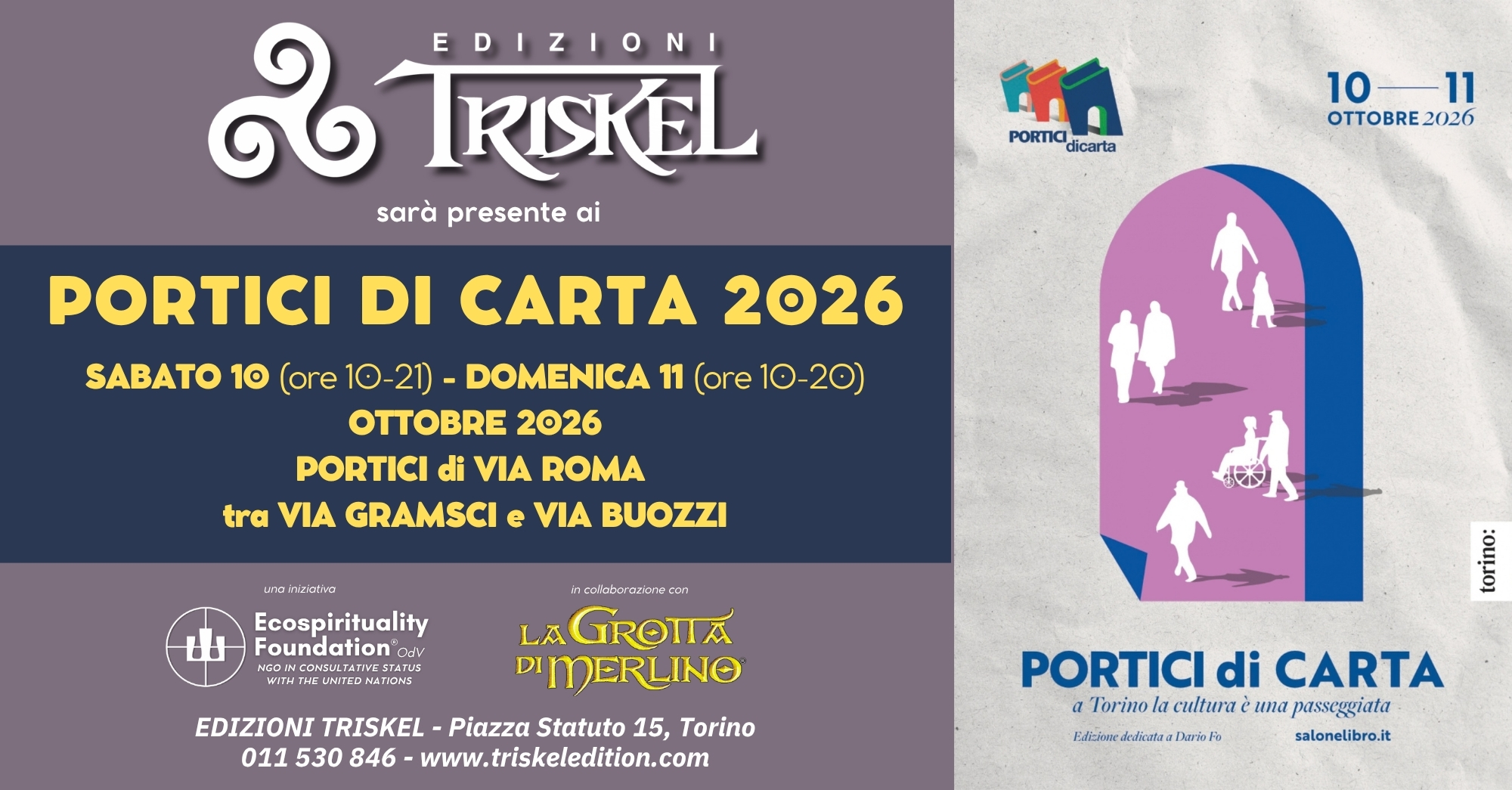 Le Edizioni Triskel ai Portici di Carta di Torino - 10/11 Ottobre 2026