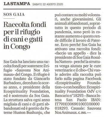 la-stampa-22-08-2020-sos-gaia-raccolta-fondi-congo