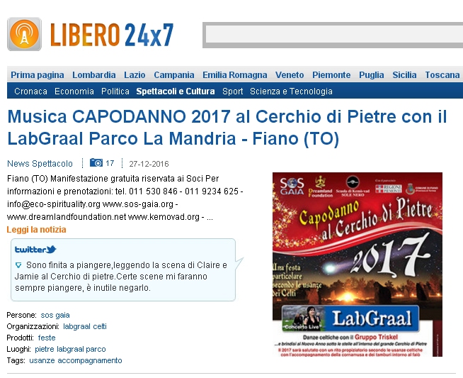 Capodanno 2017 al cerchio di pietre con il LabGraal - Ecovillaggio di Dreamland 31/12/2016 